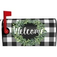 thumbnail image 2 of Welcome Mailbox Cover Magnetic Standard Size 21" x 18" Wreath Buffalo Plaid Home Decor Mailbox Wraps Magnetic Mail Wraps Cover Post Letter Box Garden Home Decorations, 2 of 6
