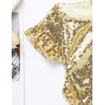 thumbnail image 5 of Venjoe Kids Girlst Flutter Sleeves Shiny Sequins T-Shirt Stage Performance Zipper Back Mermaid Tops Gold 16, 5 of 6