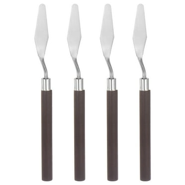 Uxcell 4 Packs 15mm Width No.4 Stainless Steel Palette knife Spatula Oil Painting Knife Red Wood Handle