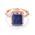 thumbnail image 2 of Gem Stone King 18K Rose Gold Plated Silver Blue Lapis Engagement Ring for Women (3.36 Cttw, Emerald Cut 10X8MM, Gemstone Birthstone, Size 9), 2 of 4