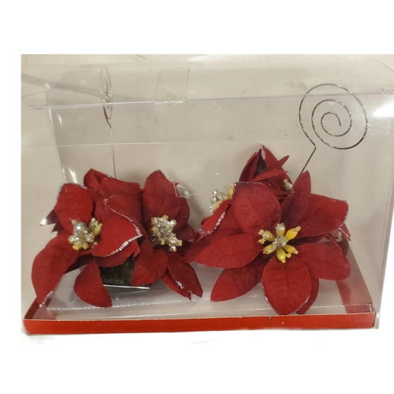 CELEBRATE IT POINSETTIA PLACE CARD HOLDERS 2 PACK CHRISTMAS
