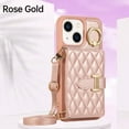 thumbnail image 5 of Compatible with iPhone 14 Plus Wallet Case, Crossbody PU Leather Detachable Adjustable Strap Wristlet with Card Holder Magnetic Clasp Kickstand Finger Ring Case for iPhone 14 Plus, Rosegold, 5 of 11