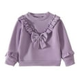 thumbnail image 2 of Cowsor Toddler Baby Girl Soft Thick Crewneck Ruffle Tops Infant Girls Cotton Long Sleeve T-Shirt, 2 of 4