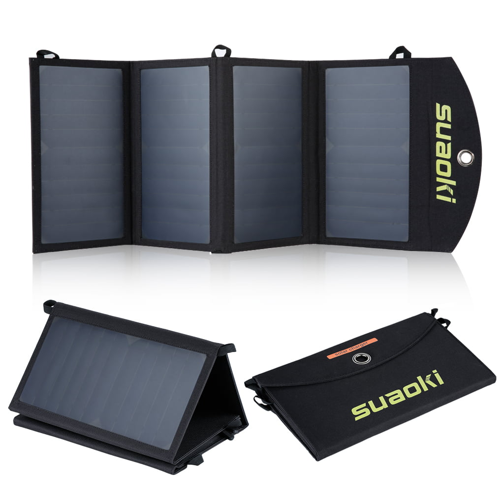 Suaoki 25W Quadruple Solar Panel Charger Dual-Port Portable Foldable Charger