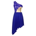 thumbnail image 3 of TiaoBug Womens Color Block Praise Liturgical Dance Dress Tunic Worship Irregular Hem Lyrical Dancewear Blue S, 3 of 7