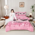 thumbnail image 4 of Homewish Elegant Eyelash Bedding Comforter Set 2pcs for Female Men Adults,Leopard Print Twin Comforter Sets Microfiber,Bling Pink Splash Glitter Breathable Bedding Set,Microfiber Bedroom Decor, 4 of 8