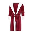 thumbnail image 4 of Hooded Sherpa Robe Long Plush Fuzzy Bathrobe BrP, 4 of 5