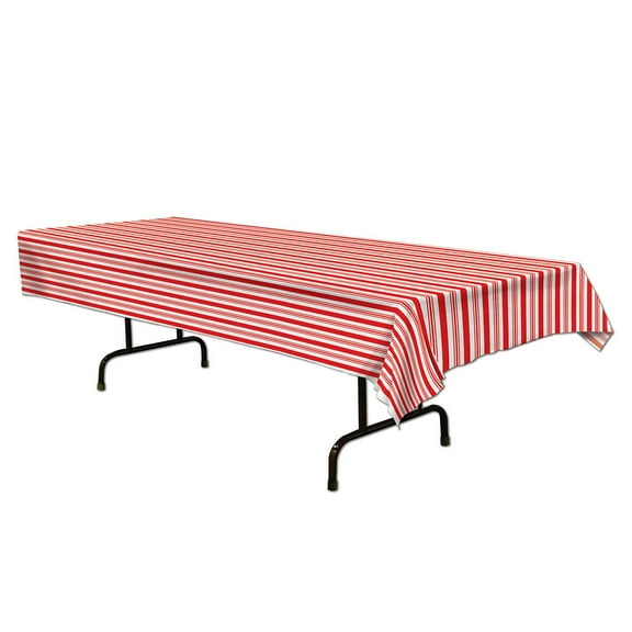 Party Central Club Pack of 12 Red and White Striped Rectangular Table Cover 108"