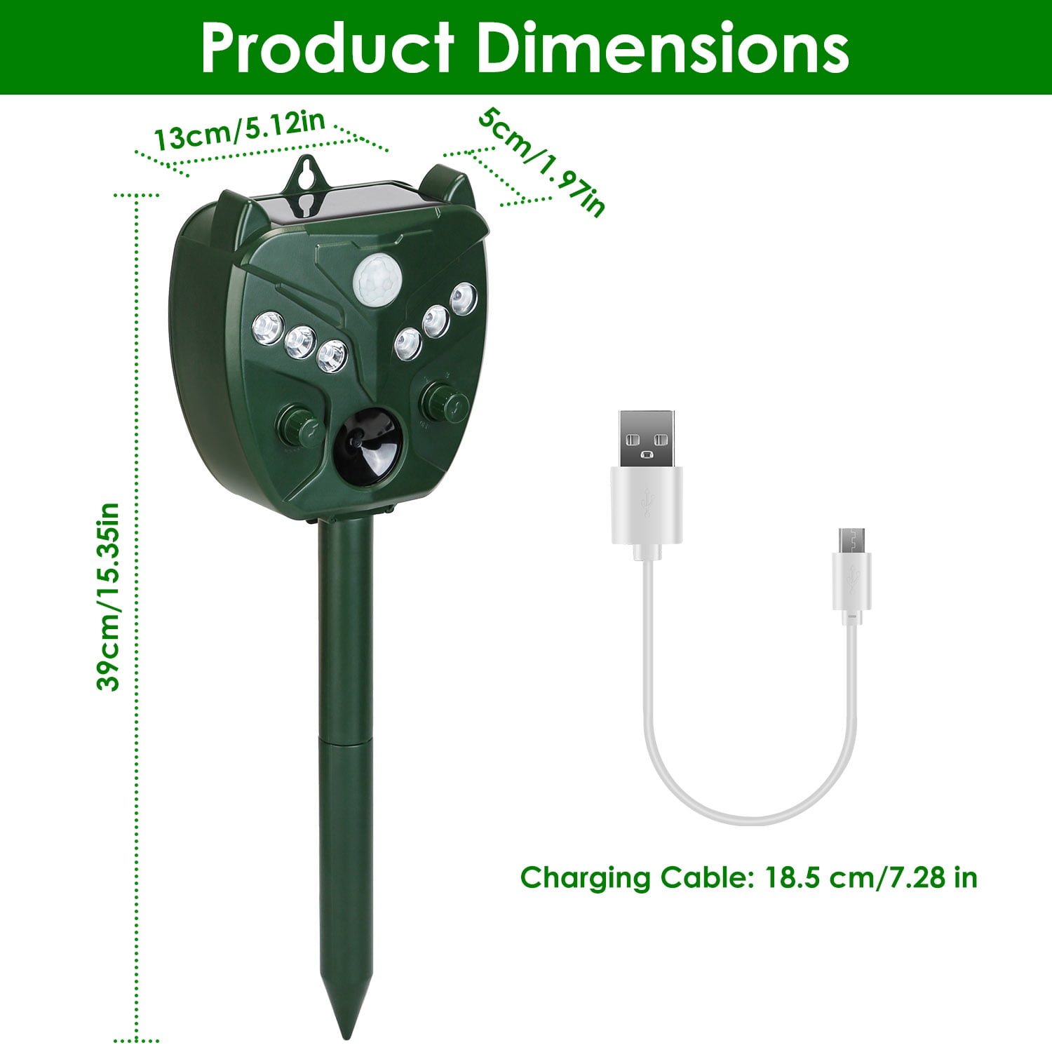 Moclever 2 Pack Ultrasonic Solar Animal Repeller Outdoor Waterproof Pest Driver with 5 Gears for Farm Garden Yard