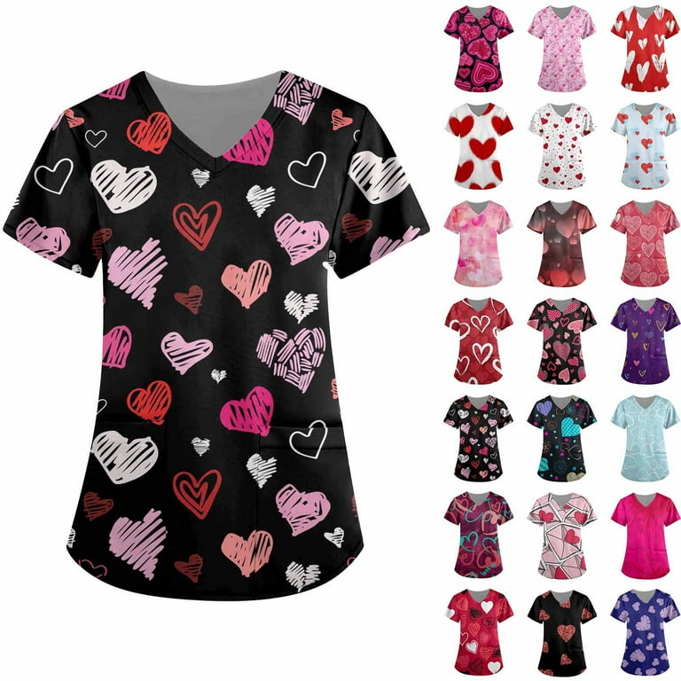 Cheap valentine shop scrub tops