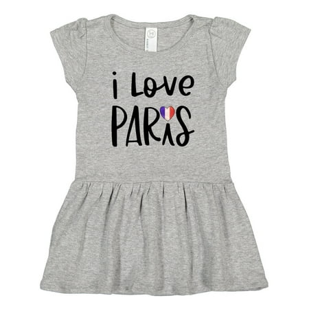 

Inktastic I Love Paris French Flag Heart Gift Toddler Girl Dress