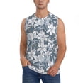 thumbnail image 2 of Lsque Lilies Flowers Print Men's Cotton Blend Sleeveless Muscle Shirts (S-3XL)- Moisture Wicking, Odor Protection, UPF 30+,XX-Large, 2 of 8