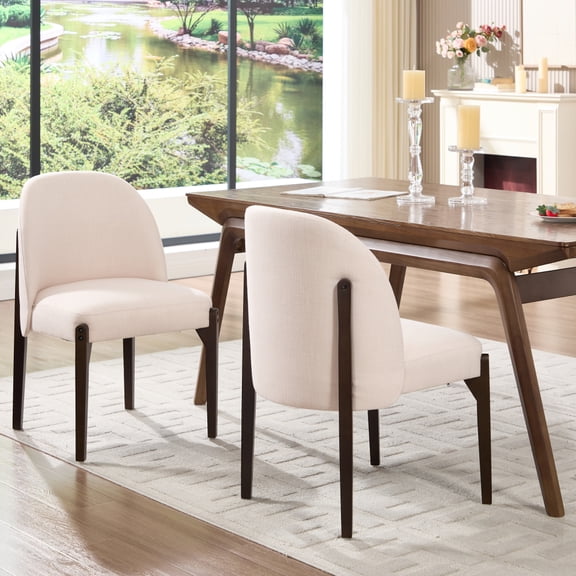 Gearwell Upholstered Dining Chairs, Set of 2 Wooden Kitchen Side Chairs with Fabric Seats, Modern Farmhouse Dinner Chairs for Kitchen, Dining Room and Breakfast Nook