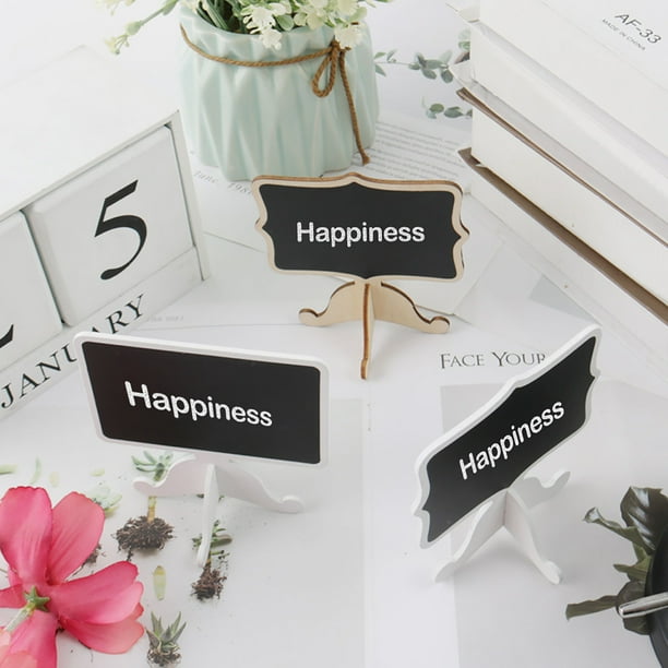 Unique Bargains 3pcs Wood Mini Chalkboard Sign Tags Message Board with