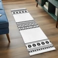 thumbnail image 4 of Runner Rug 2 x 6 Ft, White Boho Washable Non-Slip Floor Mat for Kitchen Hallway/Entryway, Farmhouse Simple Abstract Striped Geometric Long Kitchen Runner Area Rugs for Living Room, Low-Profile, 4 of 7