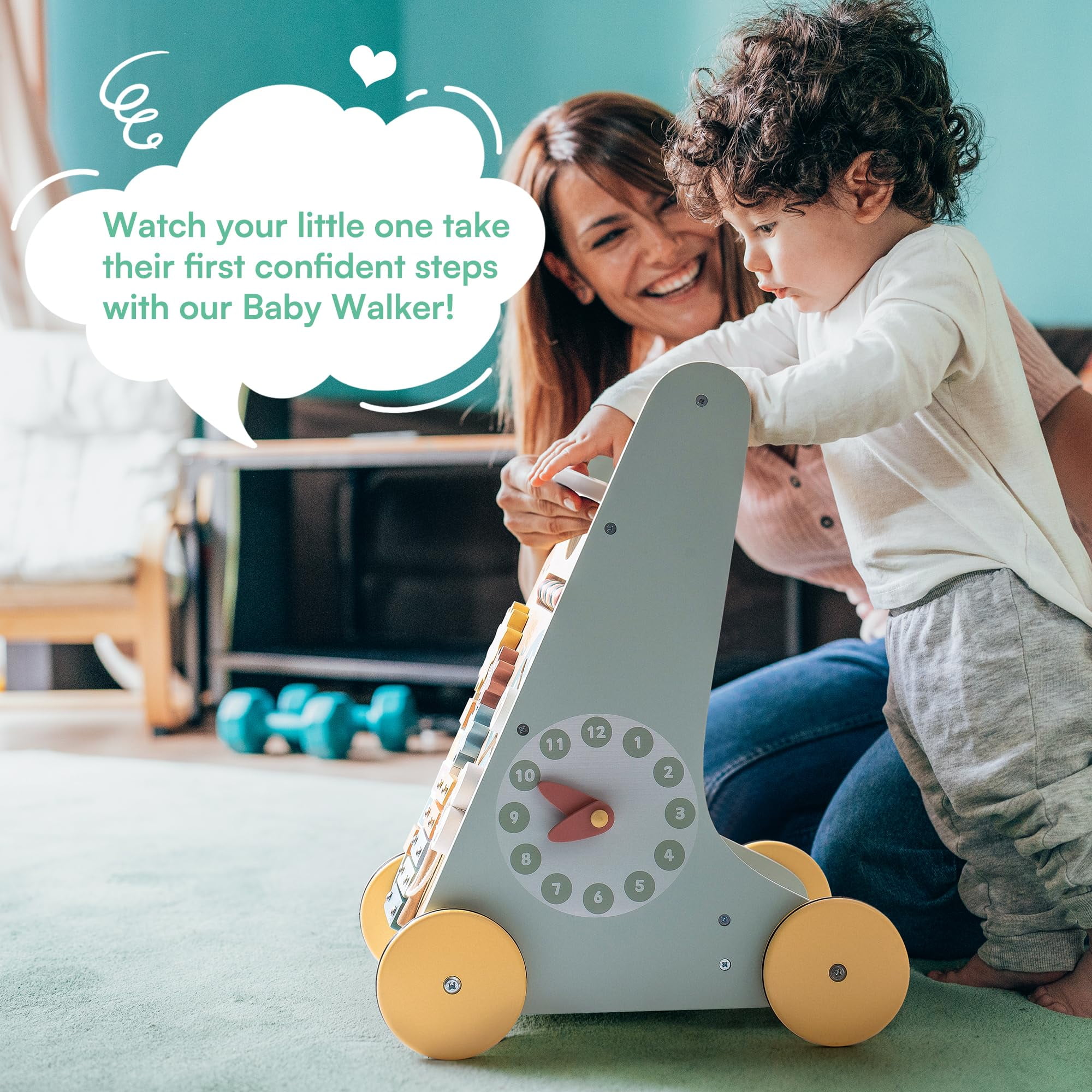 Robud Wooden Baby Walker, with Wheels, Montessori Push Toys for Babies Learning to Walk, Baby Walkers Activity Center for Boys and Girls