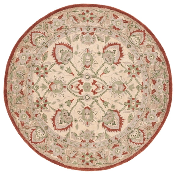 SAFAVIEH Antiquity Jaki Oriental Wool Area Rug, Rust/Ivory, 6' x 6' Round