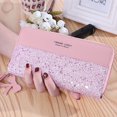 thumbnail image 6 of Fashion Glitter Clutch Tassel Card Holder Case Phone Bag Zipper Purse Long Wallet WINE RED, 6 of 8