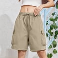 thumbnail image 6 of Kilaqueen Women's Cargo Bermuda Shorts with Elastic Waist and Pockets, Lightweight Long Shorts for Hiking, Travel and Casual Summer Wear, 6 of 7