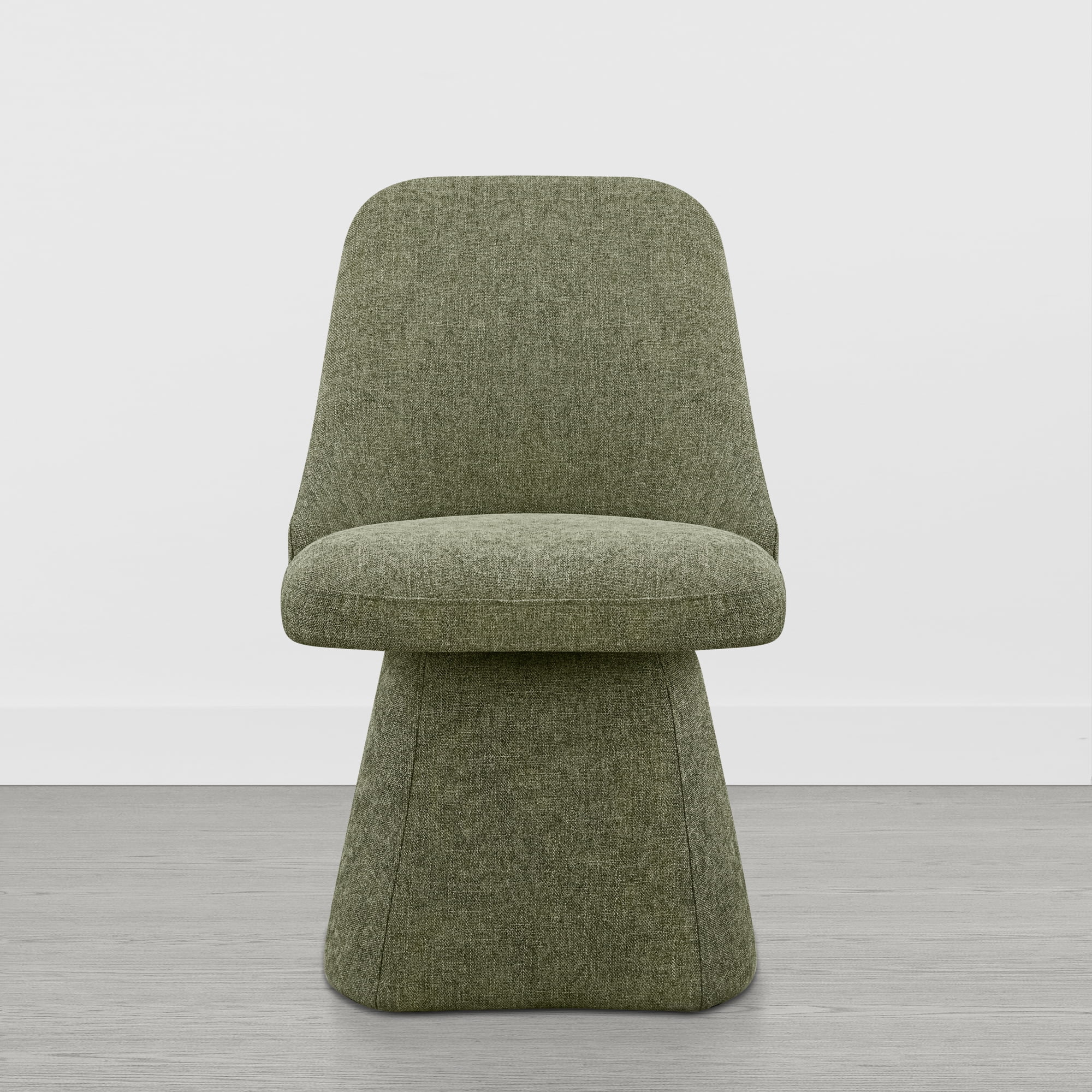 Spruce & Spring Modern Upholstered Swivel Dining Chair with High Back and Conical Base, Single, Moss Green Fabric