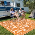 thumbnail image 3 of Garvee 8'x10' Outdoor Rug Waterproof Floral Camping Carpet, Reversible Plastic Straw Rug Outdoor Rug for Patio RV Balcony Backyard, Orange, 3 of 6