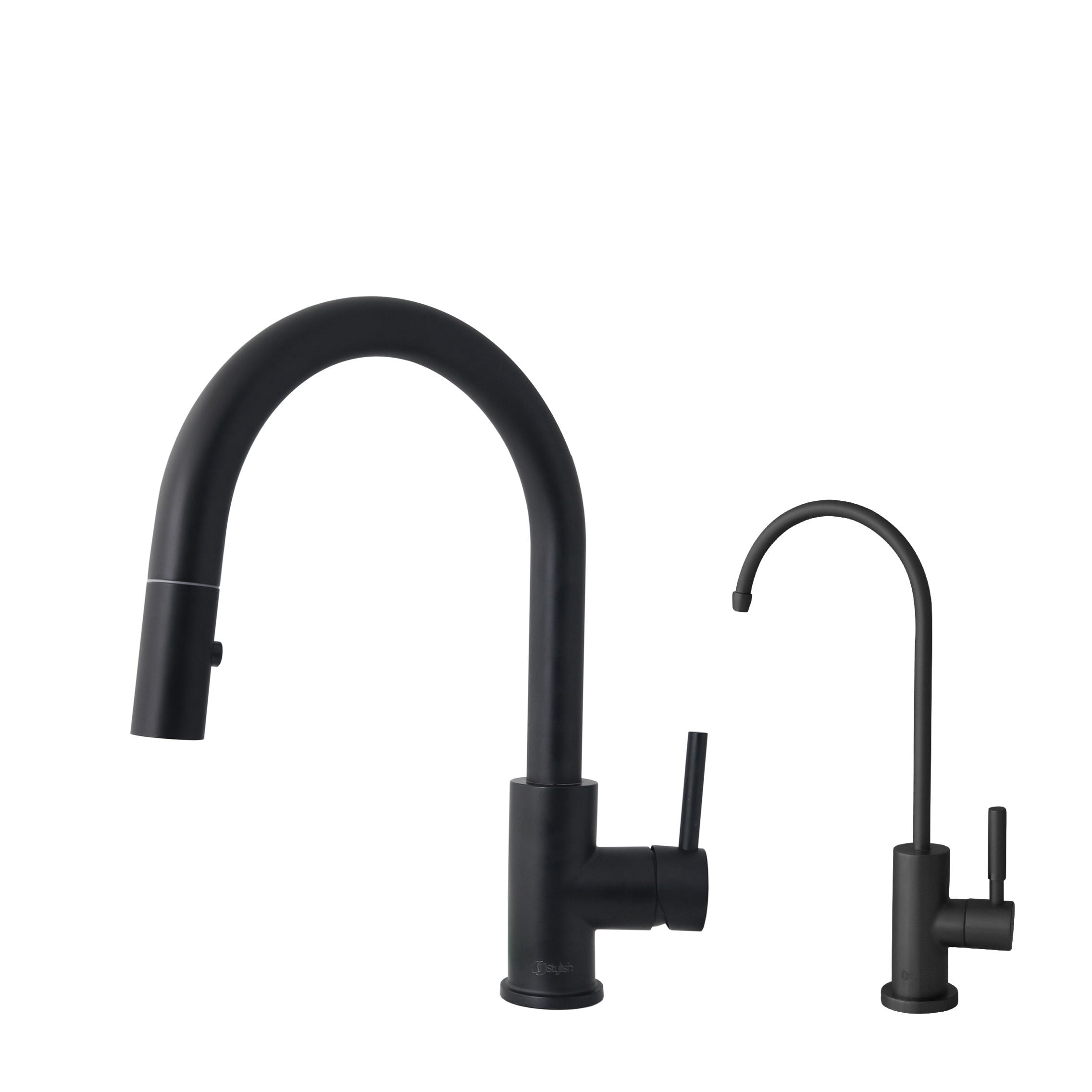 Stylish Ht 14” Matte Black Single Handle Kitchen Faucet with Drinking Water Tap K131NK142N