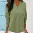 thumbnail image 2 of ManxiVoo Women Notched Neck Blouse 3/4 Sleeve Printed Work Shirt Casual Button Down Top with Pocket Modern Office Wear Lightweight XXL Size Light Green, 2 of 6