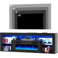 thumbnail image 6 of 71'' Floating Fireplace TV Stand for 75/80''TV with 40'' Fireplace, LED Modern Black High Gloss Entertainment Center w/lights, Power Outlet, Adjustable Shelf, 2-Tier TV Console Cabinet with Storage, 6 of 9