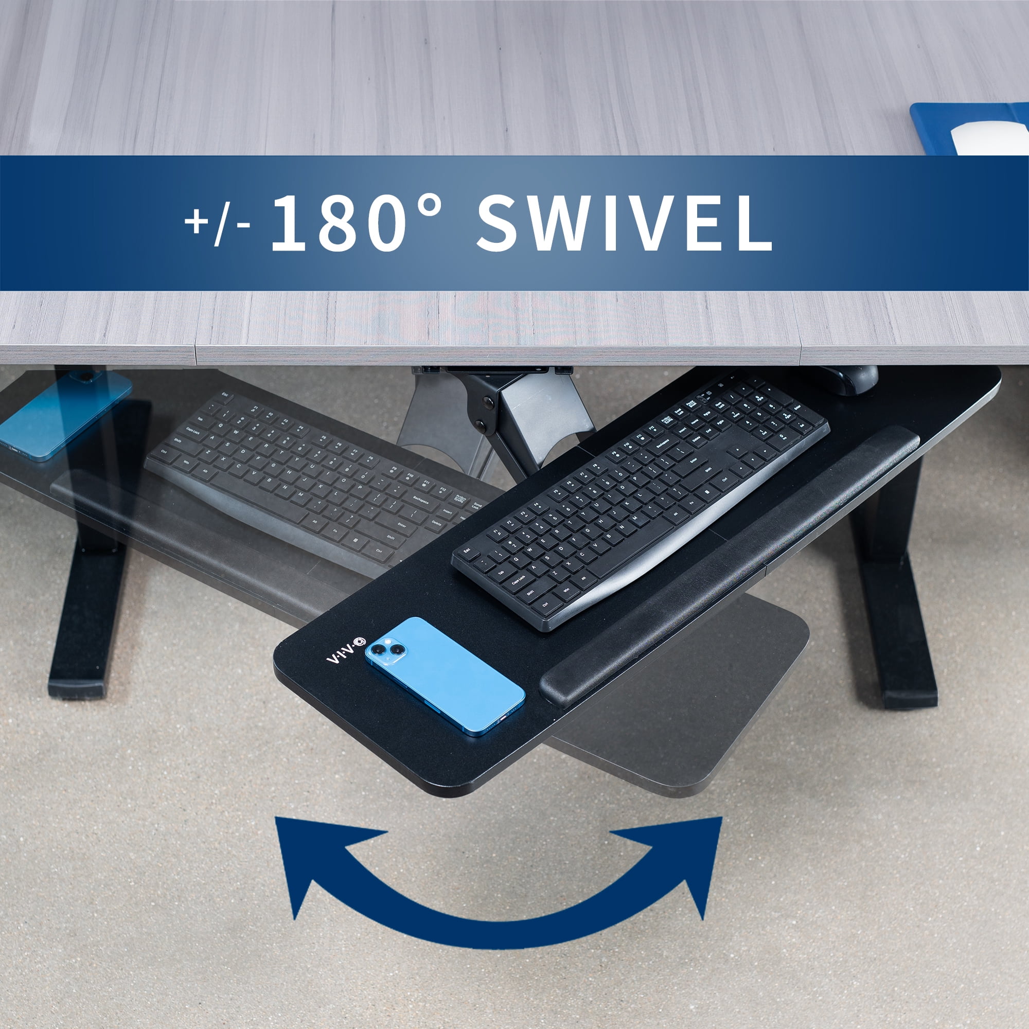 VIVO Adjustable 34" Computer Keyboard & Mouse Platform Tray Under Desk Mount
