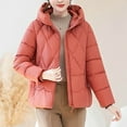 thumbnail image 6 of LIBRCLO Jackets for Women Winter Comfort Workout Short Puffer Jackets with Hood Thick Fashion Long Sleeve Zipper Round Neck Solid Color Jackets with Pockets, 6 of 7