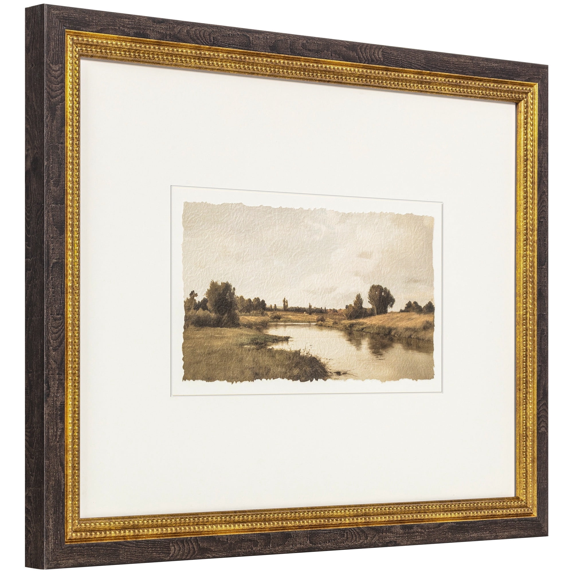 My Texas House Muted River Painting 24x18 Framed Wall Art
