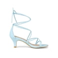 thumbnail image 3 of BLISSFUL STEP Women's Back to School Straps Kitten Heel Lace Up Sandals Sky Blue 8.5, 3 of 7