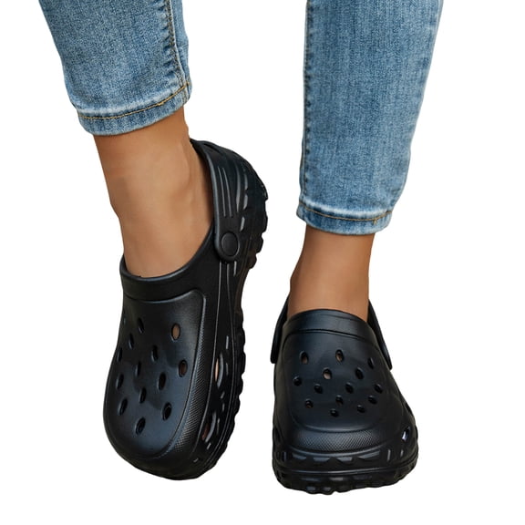 Rokment Womens Mens Clogs with Back Straps Wide Width Comfortable Quick Drying Closed Toe Orthopedic Walking Slip on Slippers Garden Shoes Barefoot Water Sandals for Beach Black Size 5.5