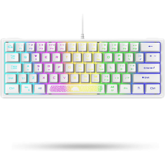 Gaming Keyboard, RGB Illuminated LED Backlit Light up Wired Keyboard Mechanical Feel Ergonomic Shortcut for PC Laptop MAC ps4 Gamer,White