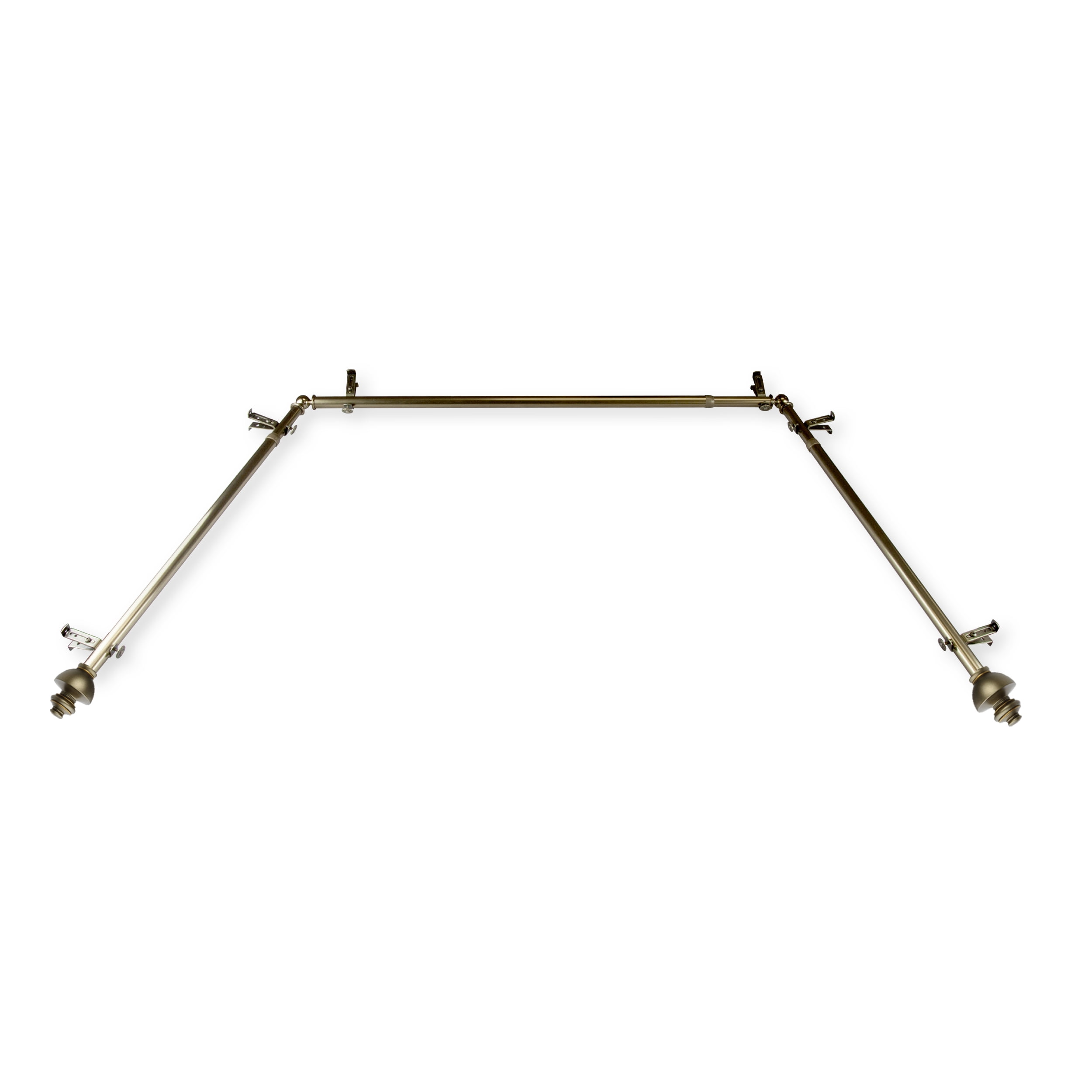 Willet 13/16" Bay Window curtain rod 20"-36", 38"-72" - Antique Brass