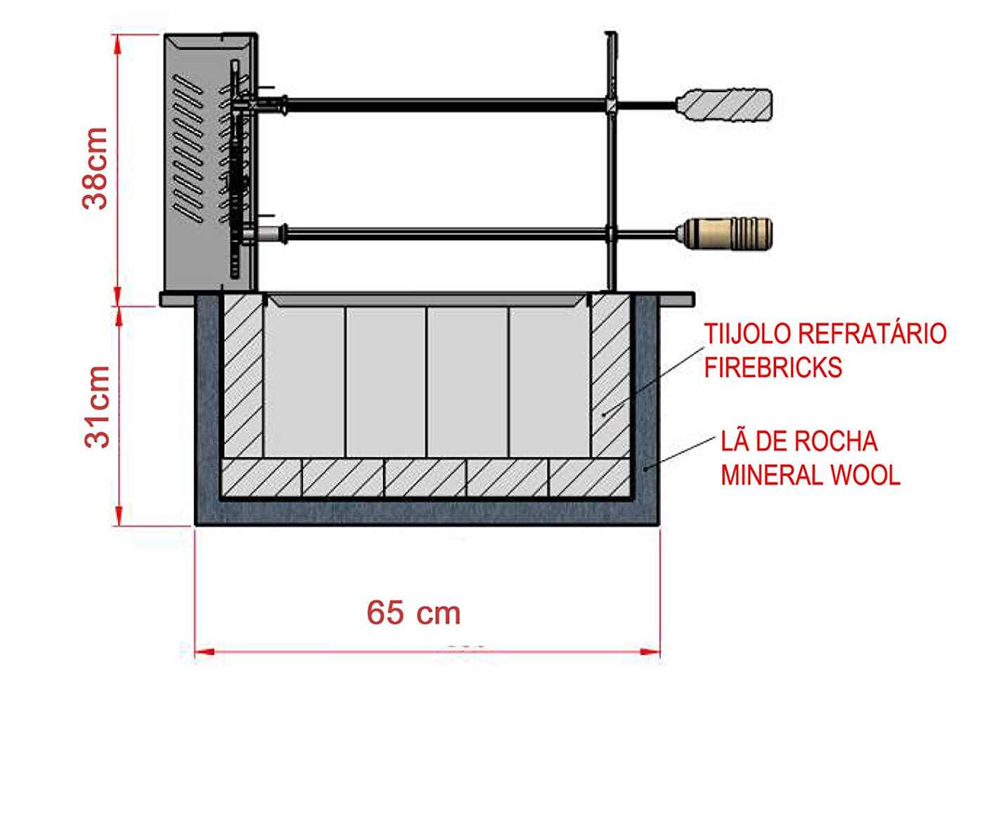 Brazilian BBQ Charcoal Grill with Firebox - 7 Skewers - Oca-Brazil