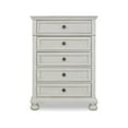 thumbnail image 2 of Lea 48 Inch Tall Dresser Chest, 5 Gliding Drawers, Wooden Bun Feet, White, 2 of 6