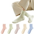 thumbnail image 2 of MEICHEN Women's Solid Color Crew Socks 5 Pairs Thin Breathable Athletic Socks Casual Cotton Mid Calf Socks for Sports Running Daily Wear, 2 of 3