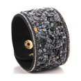 thumbnail image 2 of Sonducket Pulseras anchas de cuero estilo Punk para mujer, brazalete de grava de cristal Natural Ropa, zapatos y accesorios Miscelánea Negro, 2 of 6