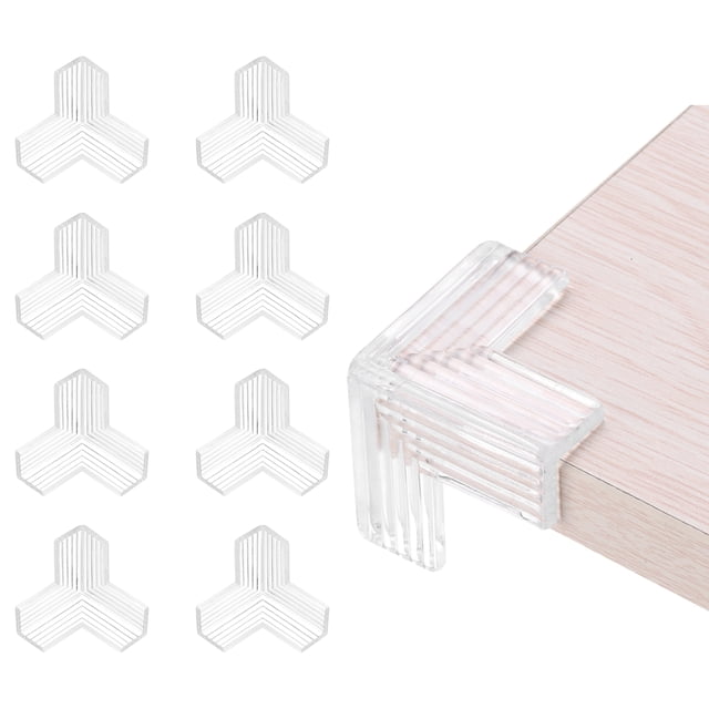Uxcell Protecteurs d'Angle 8 Pcs Protecteurs d'Angle de Table Garde d'Angle de Meuble et Pare-Chocs de Bords (Forme 3D, Transparent)