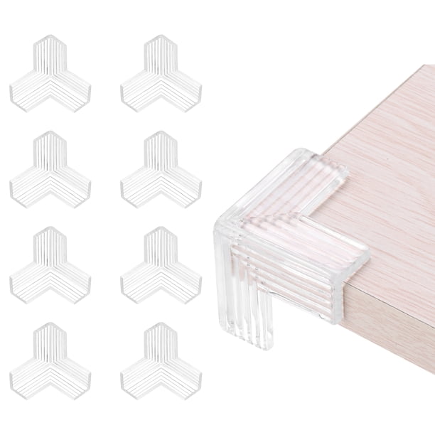 Protectores de esquina Uxcell 8Pcs Protectores de esquina de mesa Guardias de esquina de muebles y parachoques de bordes (con forma 3D, transparente)