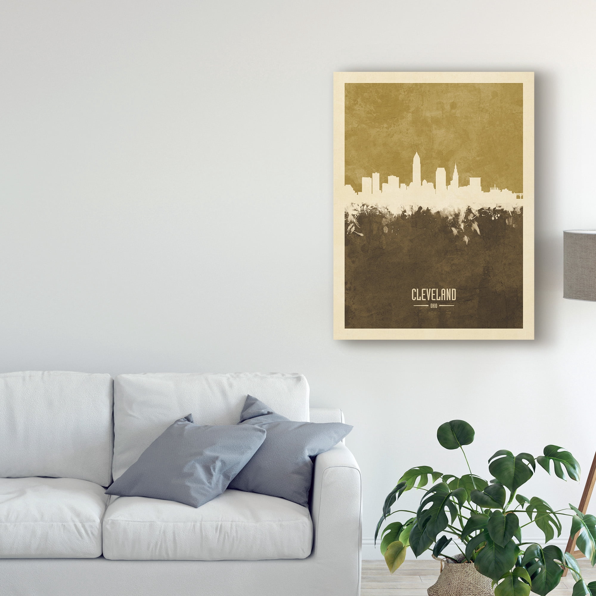 Trademark Fine Art 'Cleveland Ohio Skyline Brown' Canvas Art by Michael Tompsett