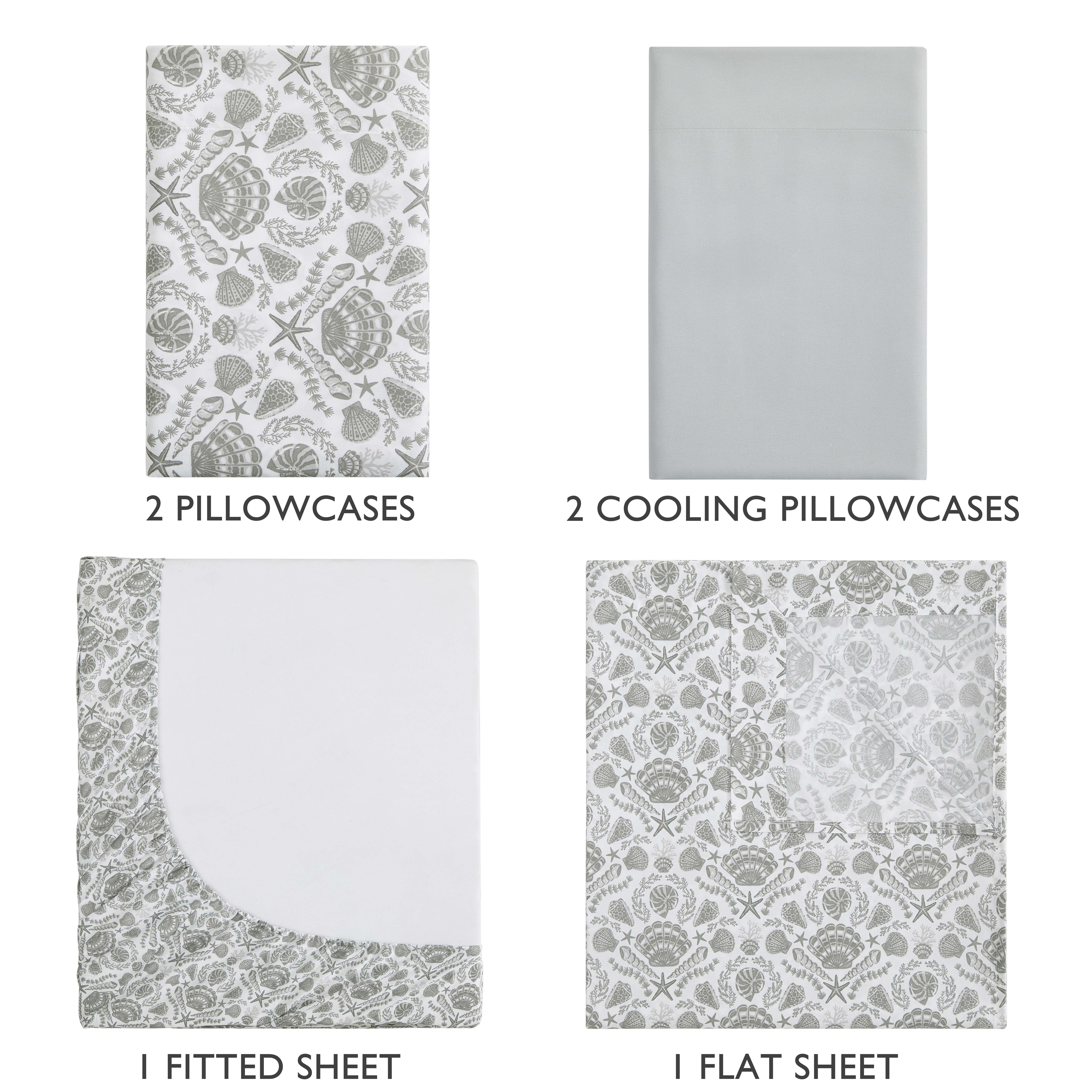 Caribbean Joe, Cooling 6PC Sheet Set, King, Damask Shells