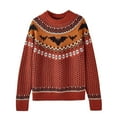 thumbnail image 4 of zaveiop Sweater Women Knit Oversized Vintage Boho Argyle Crochet Long Pullover Sweaters Colorful Retro 2025 Winter Outfits (A-Orange, S), 4 of 9