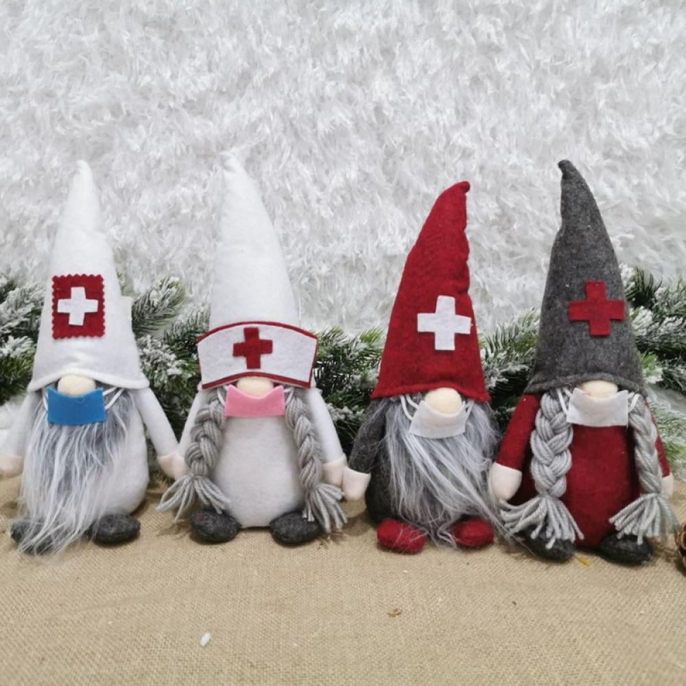 National Doctors Day International Nurses Day Gift Dwarf Handmade Scandinavian Tomte Lucky Plush Faceless Doll Home Decor Warm Table Top Art Craft Nurse Gnome 1PC A 