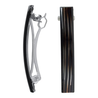 Scunci Everyday Barrettes with No-Slip Grip, Gentle on All Hair Types, in Tortoise Shell and Black, 2 Count