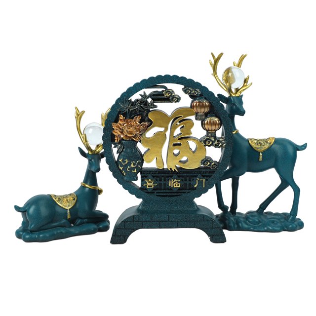 Estatuilla de Ciervo de Resina Pintada a Mano para Estantería TV Stand Pasillo Símbolo de Buena Suerte con Tallado Exquisito Decoración del Hogar ANGGREK Otros