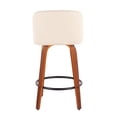 thumbnail image 4 of LumiSource Walnut Wood, Cream PU, Black Steel Toriano Fixed-Height Counter Stool - Set of 2, 4 of 7