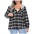 thumbnail image 1 of Puntoco Mujer Sudadera con capucha Camisa de franela a cuadros Tallas grandes Chaqueta de manga larga Sudadera Blusa Liquidación Puntoco Puntoco-7975, 1 of 7