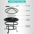 thumbnail image 3 of JIANYI Fire Pit 22 in Outdoor Fire Pits Wood Burning Firepit Patio Fire Bowl with BBQ Grill, Spark Screen and Fire Poker for Backyard Outside Camping Picnic Bonfires, 3 of 7